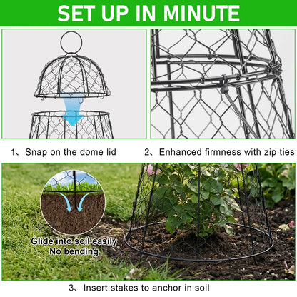 6 Pack Garden Cloches Rustproof Metal Chicken Wire Plant Protectors For Plants
