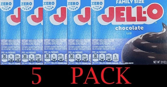 5x Jello FAMILY SIZE Chocolate ZERO SUGAR Instant Pudding Pie Filling Mix 2.1 oz