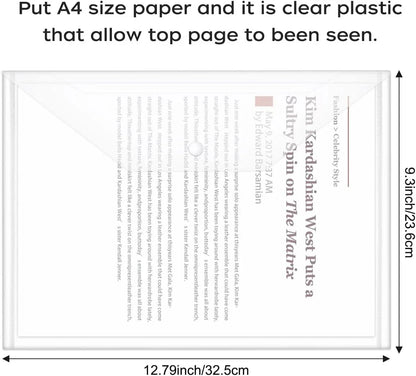Clear File Folder Organizer L-Shaped Pocket Envelope Design Reusable