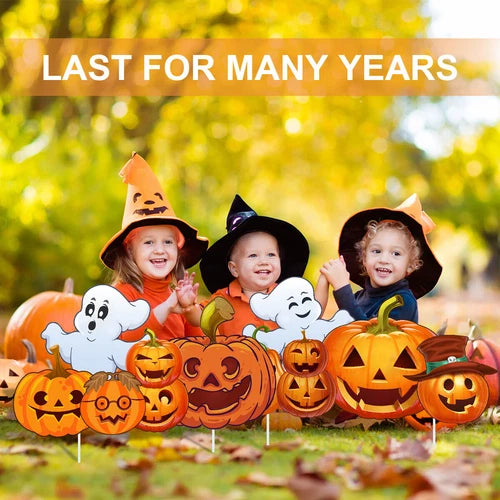 Halloween Decorations 2Pcs Ghost Pumpkin Decor Outdoor Yard Signs Stakes Prop
