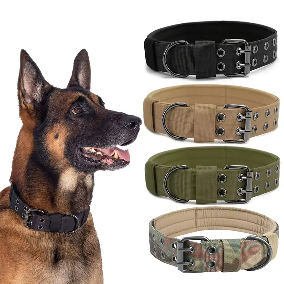 2''Wide Tactical Heavy Duty Nylon Large Dog Collar K9 Military With Metal Buckle