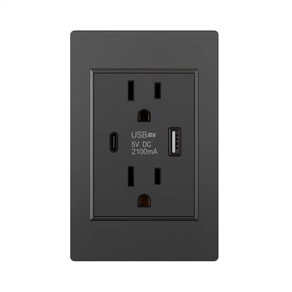 Dual Wall Outlet with USB Ports Charger AC Power Receptacle Plate Panel 15A 120V