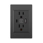 Dual Wall Outlet with USB Ports Charger AC Power Receptacle Plate Panel 15A 120V