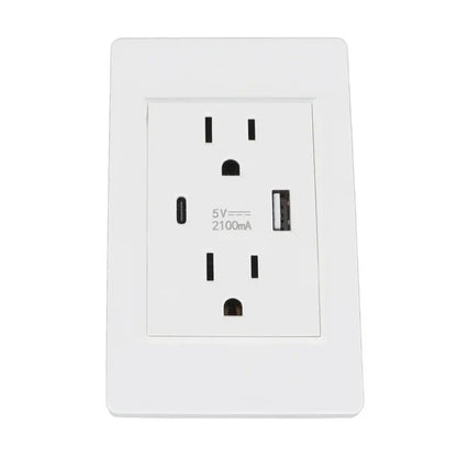 Dual Wall Outlet with USB Ports Charger AC Power Receptacle Plate Panel 15A 120V