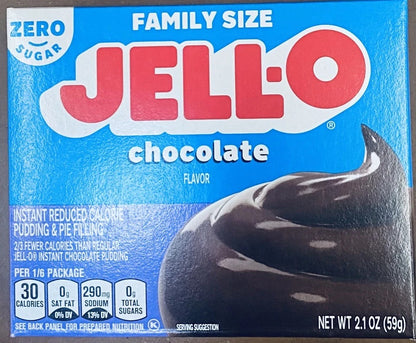 5x Jello FAMILY SIZE Chocolate ZERO SUGAR Instant Pudding Pie Filling Mix 2.1 oz