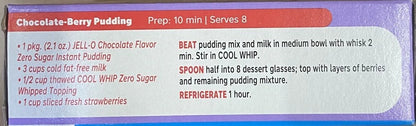 5x Jello FAMILY SIZE Chocolate ZERO SUGAR Instant Pudding Pie Filling Mix 2.1 oz