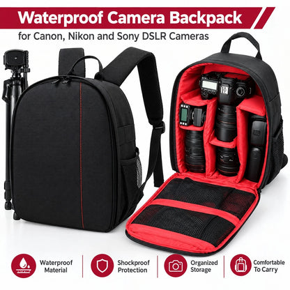 Waterproof Camera Backpack Shoulder Bag for Canon Nikon and Sony DSLR Cameras
