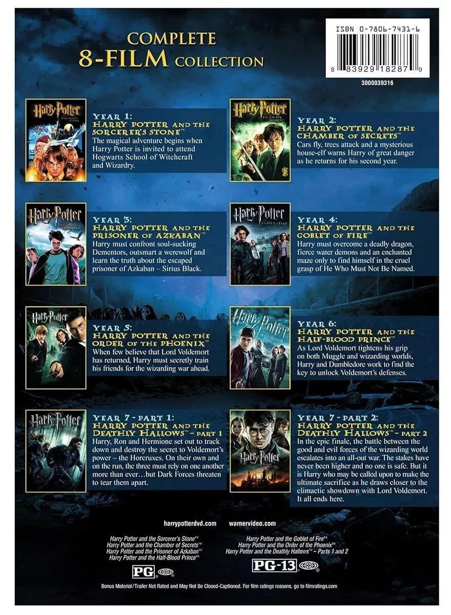 Harry Potter: The Complete 1-8 Film Collection (DVD 2011 8-Disc Box Set) New