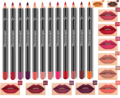 12Pcs Women Waterproof Lipstick Long Lasting Matte Lip Liner Pencil Lip Pen Set