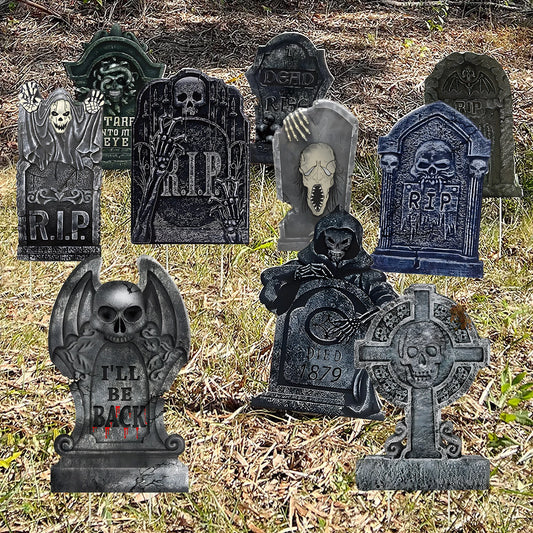 10Pcs Halloween Tombstone Gravestone Decorations Graveyard Headstone Yard Signs
