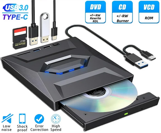 External CD DVD Drive USB 3.0 Writer Burner Player for PC Laptop Windows 11 10