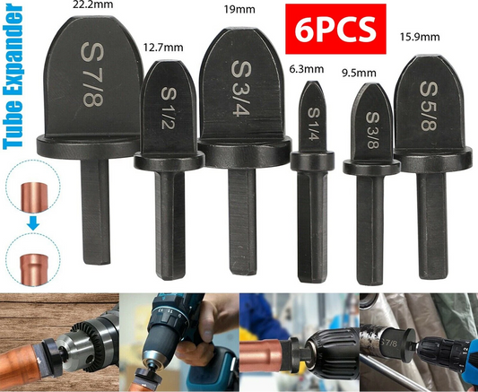 6x Swaging Tool Drill Bit Set Air Conditioner Copper Pipe Flaring Tube Expander