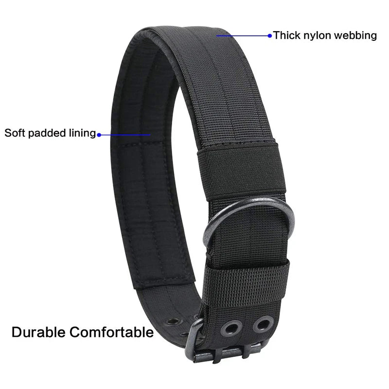 2''Wide Tactical Heavy Duty Nylon Large Dog Collar K9 Military With Metal Buckle
