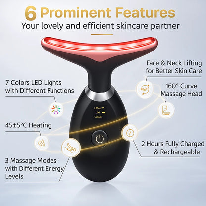 Neck Face Lifting Massager Skin Tighten Device LED Anti Wrinkle Double Chin