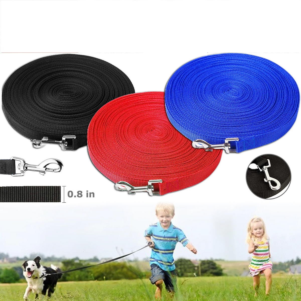 Dog Leash Long Obedience Recall Foot Feet Training Lead 6/15/23/33/50/100 FT