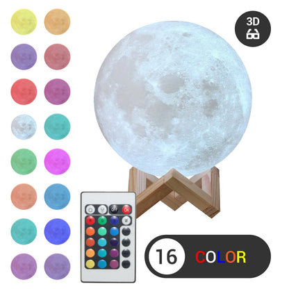 3D Moon Night Light – USB Rechargeable Touch Control Table Lamp